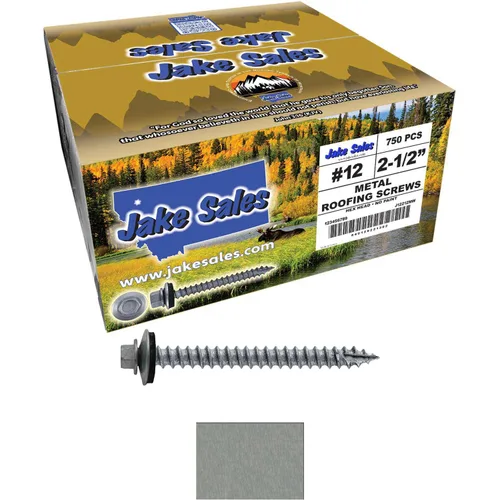 Miniatura 50 de 12 tornillos para techos de metal gris ABC de 2-1/2 pulgadas, cabezal de arandela hexagonal, arranque automático/roscado, arandela EPDM. 1 bolsa