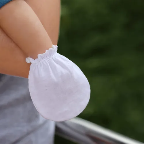 Miniatura 2 de RATIVE Guantes de algodón para recién nacido, antiarañazos, para niños y niñas de 0 a 6 meses