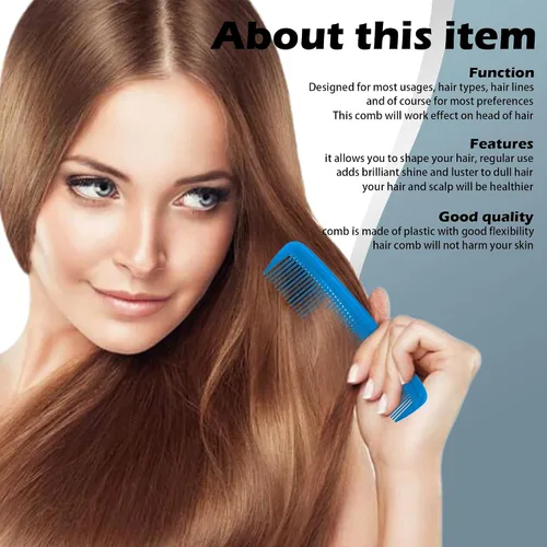 Miniatura 6 de Soft 'N Style Juego de 4 peines para el cuidado del cabello - No se rompen - peine para hombres/peine de dientes finos/peines para cabello Azul
