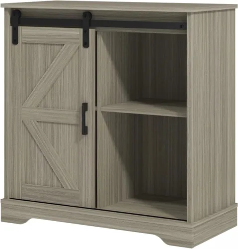 Miniatura 11 de Panana Aparador Buffet con Puerta Corrediza de Granero Gabinete de Almacenamiento Barra de Café Cocina Estilo Granja