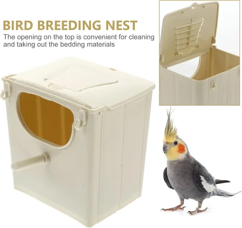 Miniatura 3 de STOBOK Caja nido de pájaros de plástico, 2 unidades, caja de cría de loros, caja de cría de pájaros, caja de jaula para periquitos y cacatúas, 5.1 x