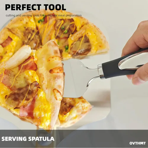 Miniatura 5 de Accesorios para Horno de Pizza 4 PCS, Kit de Pizza, Pala de Pizza de Aluminio con Mango de Madera Plegable, Cortador de Pizza, Cuchilla Balancín