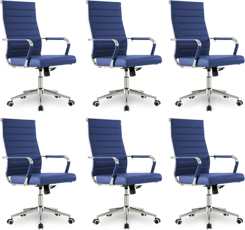 Miniatura 33 de Okeysen Office Desk Chair, Ergonomic Leather Modern Conference Room Chairs, Executive Ribbed Height Adjustable Swivel Rolling Chair for Home Office