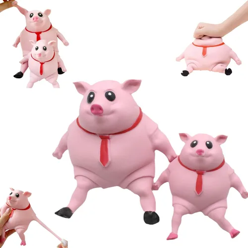 Pink Piggy Squishy Toy - Adorable juguete de descompresión de cerdo para aliviar el estrés, diversión perfecta para niños y adultos (cerdito mediano)