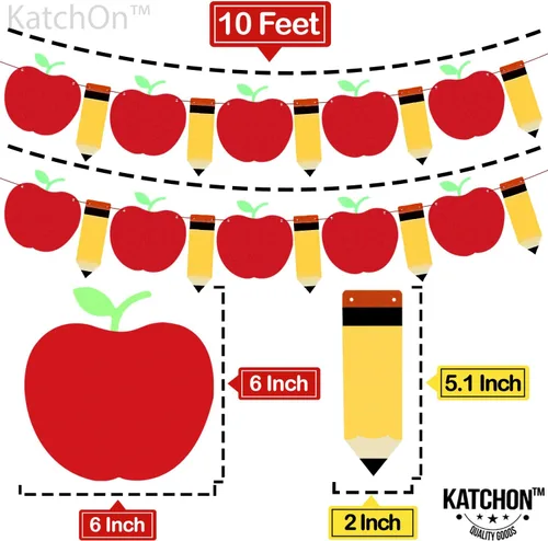 Miniatura 4 de KatchOn, Cartel de fieltro de manzana con lápiz para decoraciones de regreso a clases, paquete de 2, grande, 10 pies, sin bricolaje, cartel