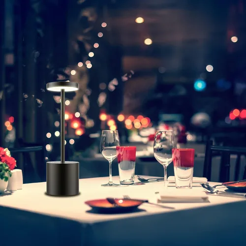 Miniatura 3 de TBBGA Lámpara de mesa LED inalámbrica, lámpara recargable con atenuación continua de 3 colores, lámpara de batería, luz nocturna portátil de metal
