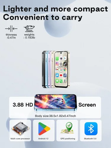Miniatura 2 de Mini teléfono inteligente 4G desbloqueado, pantalla HD de 3.88 pulgadas, una opción compacta e ideal para niños y estudiantes, teléfono de respaldo