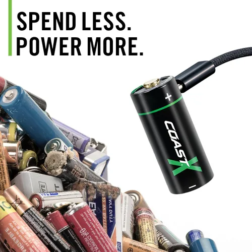 Miniatura 3 de Coast ZX - Baterías recargables CR123 USB-C, ZITHION-X, iones de litio de 1.5 V 1100 mAh, larga duración, se carga menos de 3 horas, cable de carga