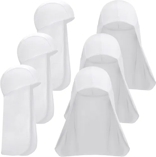 Sintege 6 piezas de sombrero duro para protección solar con calavera, protector de cuello de secado rápido para mujeres y hombres Blanco