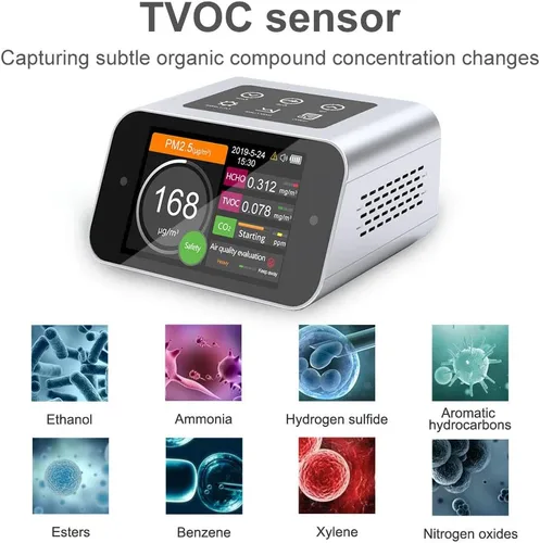 Miniatura 5 de Monitor de calidad del aire A18 Medidor de Co2 para interiores Polvo PM2.5 PM1 PM10 Contador de partículas HCHO Detector de formaldehído TVOC