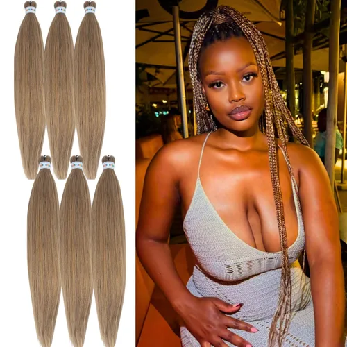 Miniatura 51 de Cabello trenzado verde azulado preestirado, hipoalergénico, sintético, color azul aguamarina, para trenzas y giros, extensiones de cabello largo