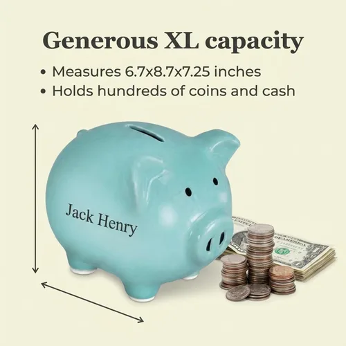 Miniatura 3 de Blue XL Ceramic Piggy Bank Large Cute Money Bank Decorative Savings Pig Bank for Kids & Adults Light Blue Coin Bank Home Decor Gift