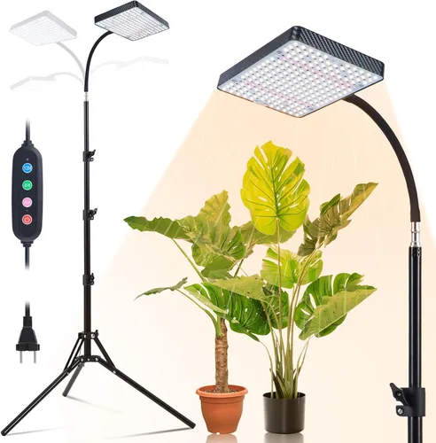 Luz de cultivo Orchbloom con soporte y temporizador, luz de planta alta de 25 vatios de alimentación con enchufe doméstico, luces de cultivo de