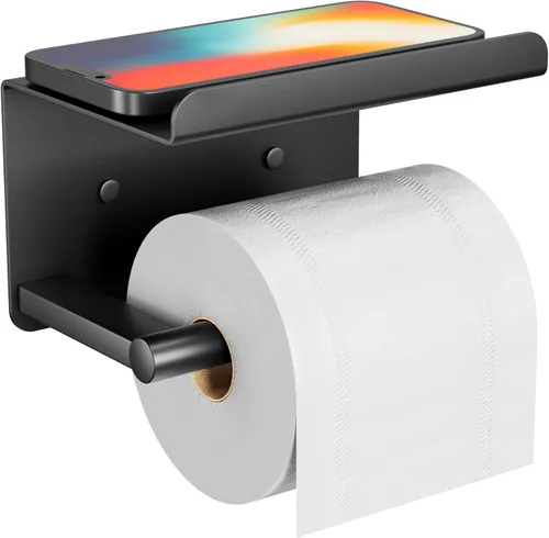 Miniatura 7 de Soporte autoadhesivo para rollo de papel higiénico - Soporte de pared o adhesivo para papel higiénico con estante,Soporte para rollo de papel Plata