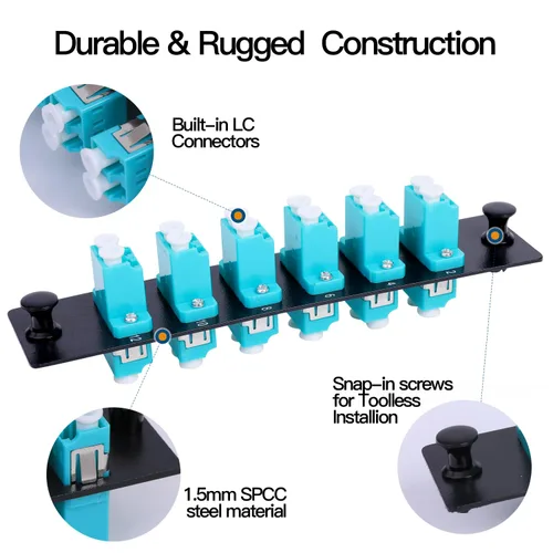 Miniatura 4 de 6 adaptadores LC dúplex de 12 núcleos LC huella LGX OM3 panel de conexión de fibra cargado 12 puertos de fibra acopladores - LC UPC azul compatible