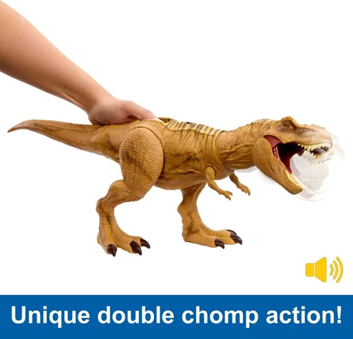 Miniatura 3 de Mattel Jurassic World Track 'n Attack - Figura de acción de dinosaurio, juguete de tiranosaurio Rex con luces, sonido, movimiento y accesorios