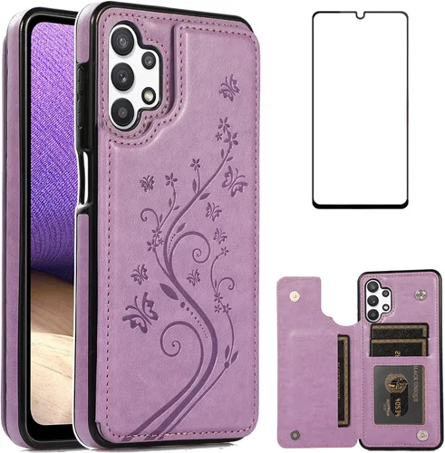 Miniatura 9 de Funda de teléfono para Samsung Galaxy A32 5G de 6.5 pulgadas con protector de pantalla de vidrio templado, tarjetero/tarjetero/cartera, soporte