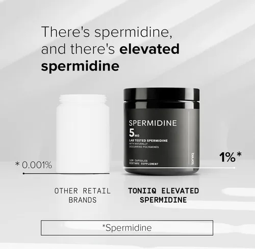 Miniatura 5 de Toniiq Suplementos de espermidina ultra concentrados de 500 mg para hombres y mujeres - espermidina no sintética estandarizada a no menos del 1% - 5