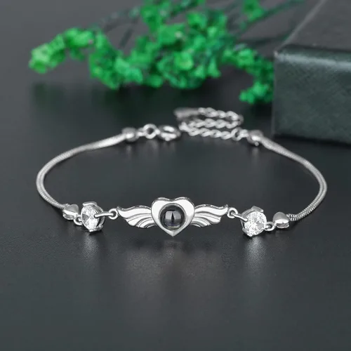 Miniatura 21 de Godchoices Pulsera de fotos personalizada, pulsera de proyección de fotos con imagen en el interior, collar con texto en inglés "I Love You