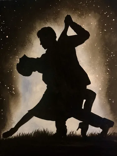 Buyartforless Pareja bailando en la luz de la luna por Ed Capeau Giclée Arte Pintura Reproducción POD