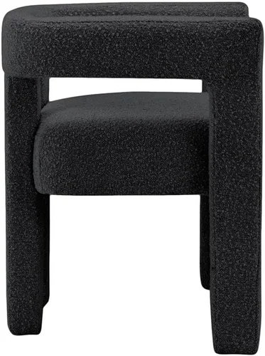 Miniatura 9 de Meridian Furniture Colección Athena Moderna Contemporánea Silla de Acento Comedor Tapizada en Tela Boucle, 25" An x 21" Pr x 27" Al, Negro