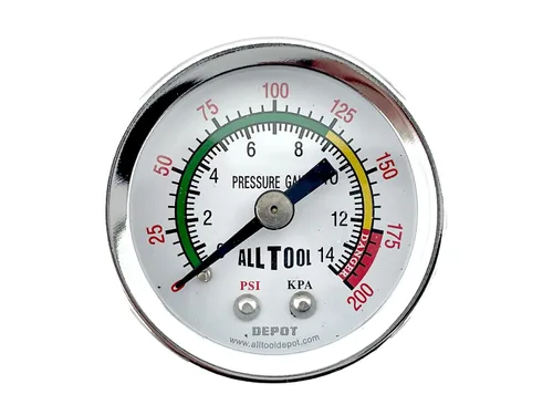 Miniatura 4 de Manómetro de presión de aire de 2" Montaje lateral inferior 1/4" NPT 2" Dial - 0 a 200 PSI