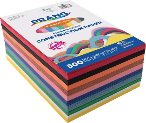 Miniatura 2 de Prang (Formerly Art Street), papel de construcción, 10 colores surtidos, peso estándar, 6 x 9 pulgadas, 500 hojas