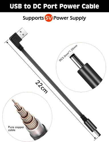 Miniatura 4 de 1 cable USB corto, cable USB desmontable para ropa calentada, chaqueta, chaleco, suéter, ropa interior térmica, cable de alimentación portátil de 5 V