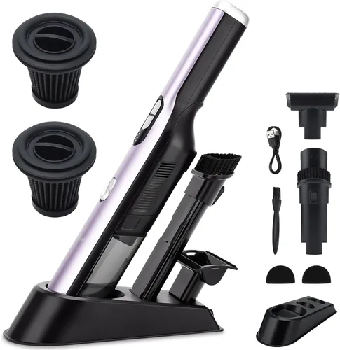 Miniatura 10 de Aspiradora inalámbrica de mano, aspiradora portátil para automóvil con potencia de succión de 18 KPa, aspiradora de mano de carga rápida con faros