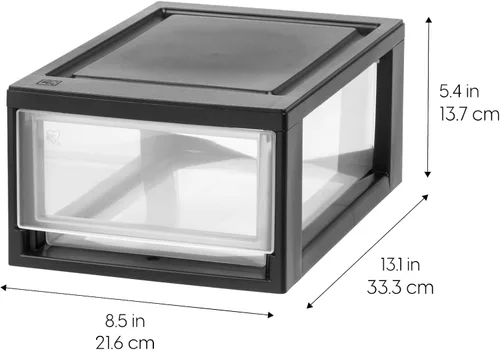 Miniatura 3 de IRIS USA - Paquete de 8 cajones de almacenamiento apilables, 6 cuartos de galón, plástico transparente para despensa, armario, escritorio, cocina