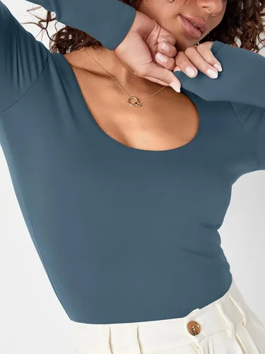 Miniatura 4 de Trendy Queen Camisetas de manga larga para mujer, básicas, de doble capa, ajustadas, ajustadas, Y2K, ropa de invierno 2024