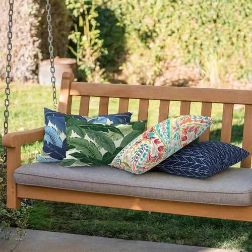 Miniatura 194 de Juego de 2 almohadas para exteriores de 16 x 16 pulgadas, repelentes al agua con interiores, para muebles de patio, hogar, jardín, geometría bohemia