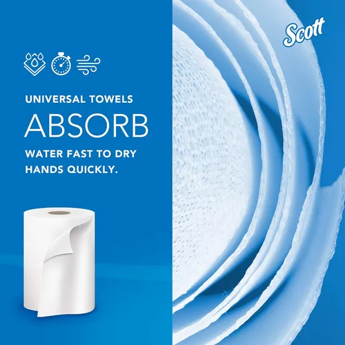 Miniatura 5 de Scott Professional Universal toallas de papel en rollo de fibra 100% reciclada, a granel (01052), núcleo duro de 1.5' de diámetro, bolsillos