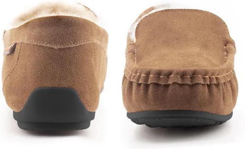 Miniatura 2 de Parfeying Mocasines de piel de oveja para mujer, mocasines estilo de conducción de espuma viscoelástica de gamuza de vaca
