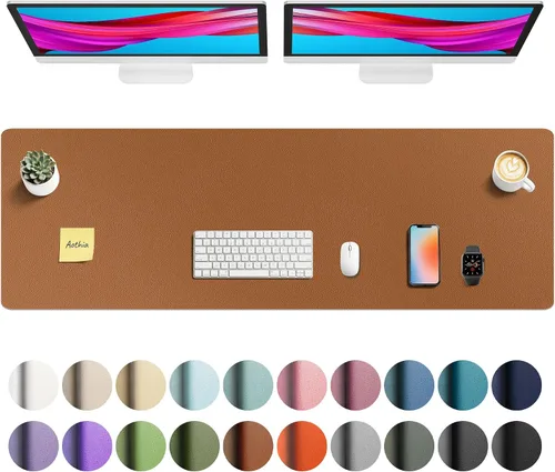 Miniatura 30 de Aothia - Protector de escritorio de cuero sintético, base para mouse, superficie antideslizante e impermeable para escribir y para laptop