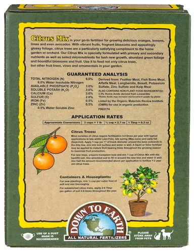 Miniatura 2 de Down To Earth All Natural Fertilizers Mezcla orgánica de cítricos - Alimento vegetal para limones, limas, naranjas y aguacates 6-3-3, 1 lb