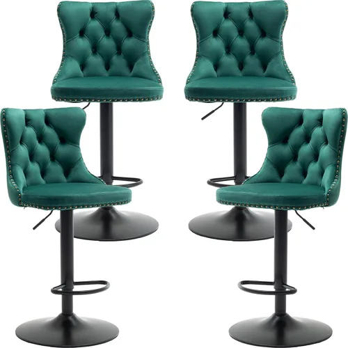 Miniatura 26 de Juego de 2 taburetes de bar giratorios de altura de mostrador, taburetes de bar de isla de cocina color crema, sillas de terciopelo ajustables