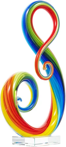Miniatura 2 de Luxury Lane Escultura de cristal de Sommerso soplada a mano para decoración del hogar, arco iris, centro de mesa de 11 pulgadas de alto