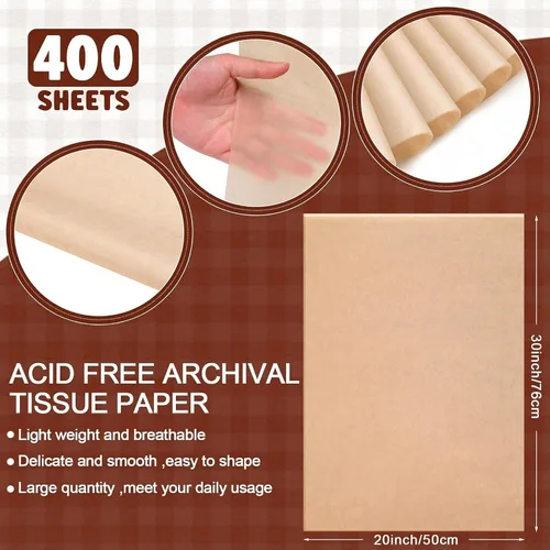 Miniatura 2 de meekoo 250 unidades de papel de seda de archivo sin ácidos de 30 x 20 pulgadas, sin búfer, intercalado, sin ácido, para ropa, textiles, ropa