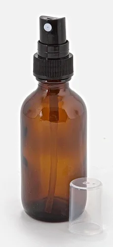 Miniatura 4 de 12 botellas de vidrio de 2 onzas de color ámbar con pulverizador negro