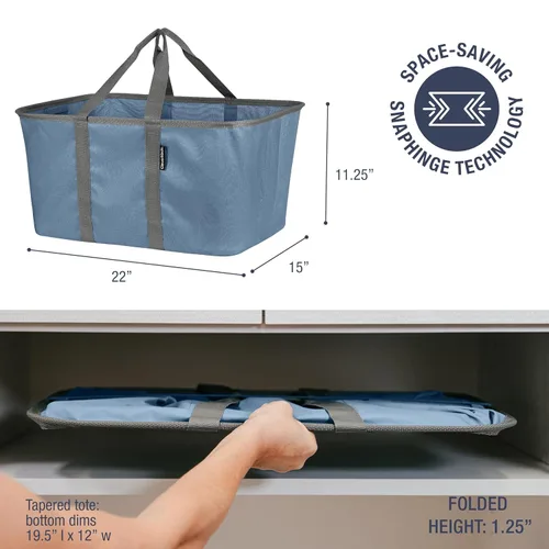 Miniatura 2 de CleverMade Bolsa plegable para la ropa sucia - Denim Carbón 2-Paquete 50L - Contenedor plegable de organización de almacenamiento para ropa, Denim