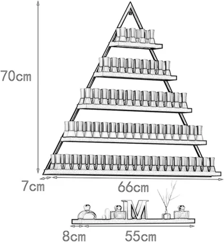 Miniatura 2 de Estante organizador de perfume montado en la pared, estante triangular de metal para esmalte de uñas, estante de exhibición de aceites esenciales