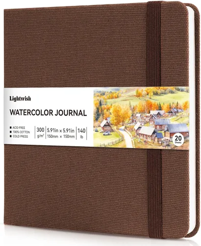 Miniatura 13 de Diario de acuarela, papel de prensa en frío 100% algodón, 20 hojas, 40 páginas, 300 GSM, cubierta de algodón de lino, libros de bocetos de acuarela