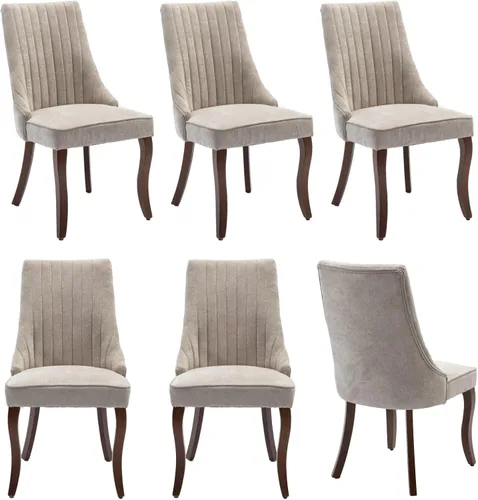 Miniatura 8 de Juego de 2 sillas de comedor, cómodas sillas decorativas tapizadas en tela para cocina y sala de estar, sillas de comedor con acolchado acanalado