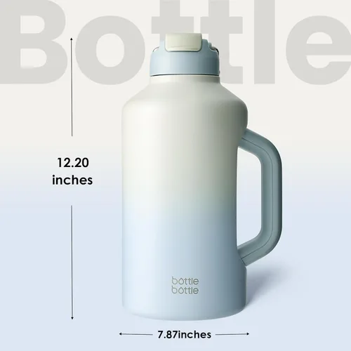 Miniatura 6 de BOTTLE BOTTLE Botella de Agua Aislada de 64 oz con Pajita y Tapa de Doble Uso Botella de Agua de Acero Inoxidable con Mango Vacuum para Ejercicio