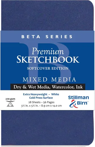 Stillman & Birn Cuaderno de bocetos de tapa blanda serie beta, 3.5 x 5.5 pulgadas, 270 GSM (extra pesado), papel blanco, superficie de prensa en frío