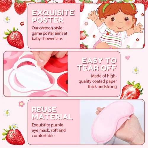 Miniatura 4 de Faccito Juego pon el chupón para baby shower Decoraciones para fiesta de baby shower Incluye póster grande 24 pegatinas de chupete Juego con venda