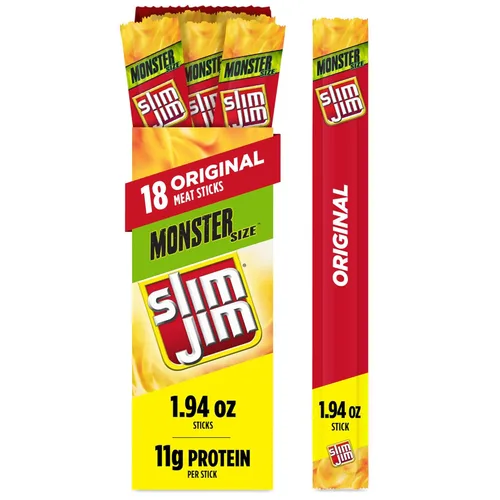 Miniatura 12 de Slim Jim Monster - Palitos de carne ahumada, sabor a coney de queso con chile sónico, alto contenido de proteínas, regalo de carne y queso