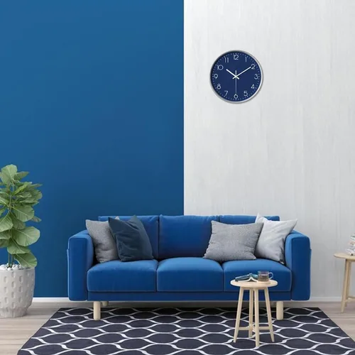 Miniatura 2 de Reloj de pared para cocina, reloj de pared pequeño silencioso sin tictac, movimiento analógico a pilas, color azul marino, moderno, decorativo