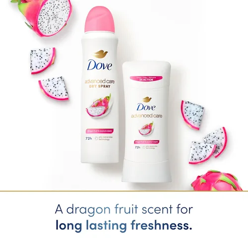 Miniatura 3 de Dove Advanced Care - Desodorante antitranspirante en aerosol para mujeres, paquete de 3 unidades de fruta del dragón y crema de coco, 72 horas